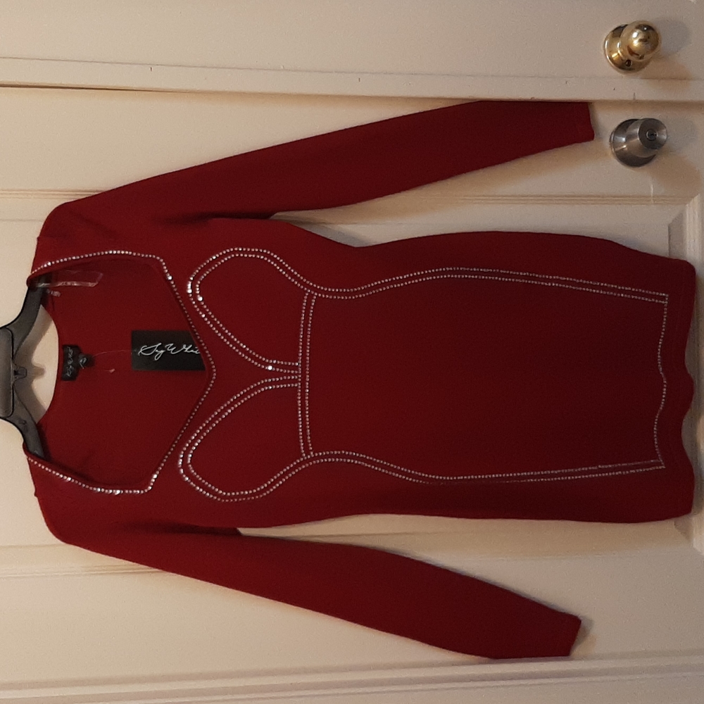 "Say What" Body Outline Sequenced Red dress